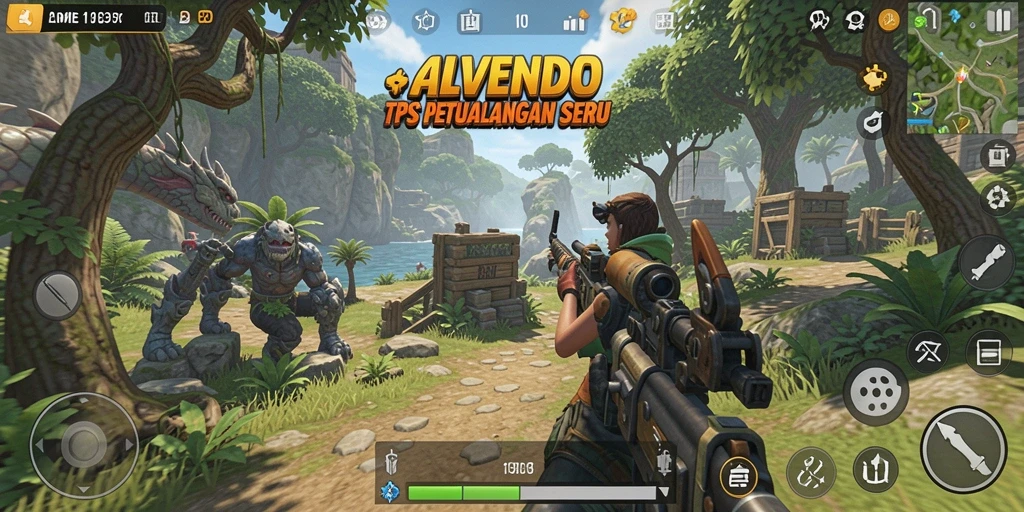 Tampilan gameplay seru dari ALVENDO di dalam pertempuran TPS.