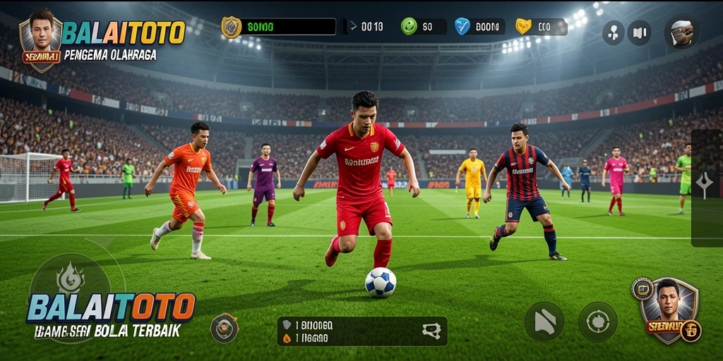 Screenshot gameplay BALAITOTO yang menampilkan aksi sepak bola yang mendebarkan.