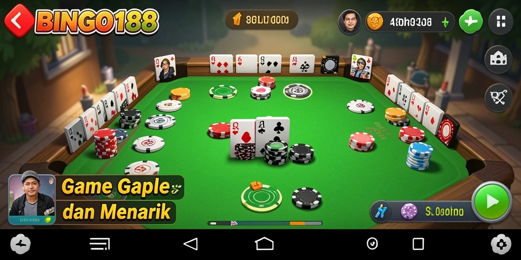 Screenshot dari gameplay BINGO188 menunjukkan keseruan bermain Gaple.