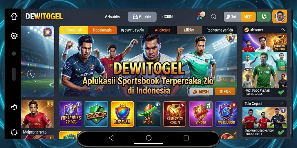 Tampilan utama aplikasi DEWITOGEL dengan berbagai opsi taruhan olahraga.