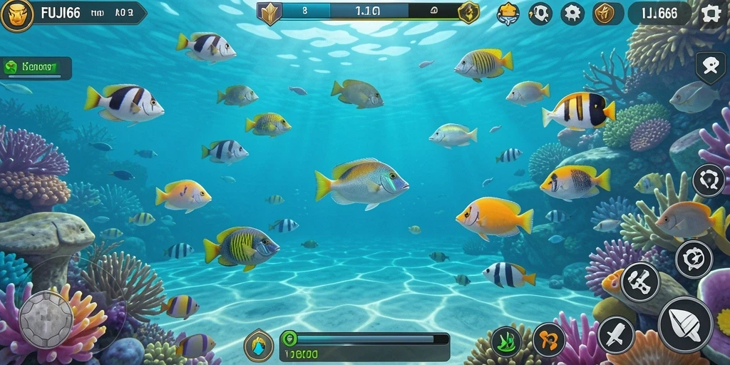 Screenshot gameplay FUJI66 menampilkan aksi menembak ikan yang seru.