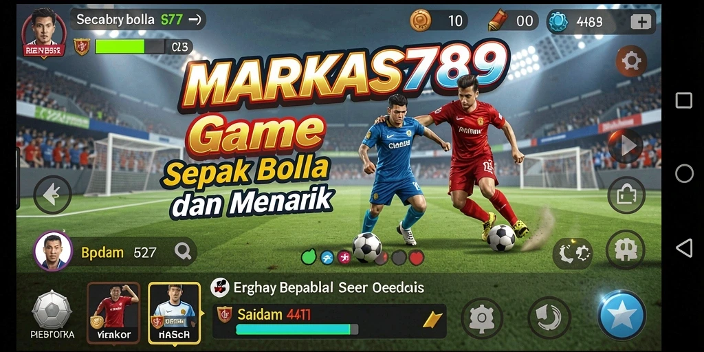 Tampilan seru gameplay MARKAS789 saat pertandingan sepak bola.