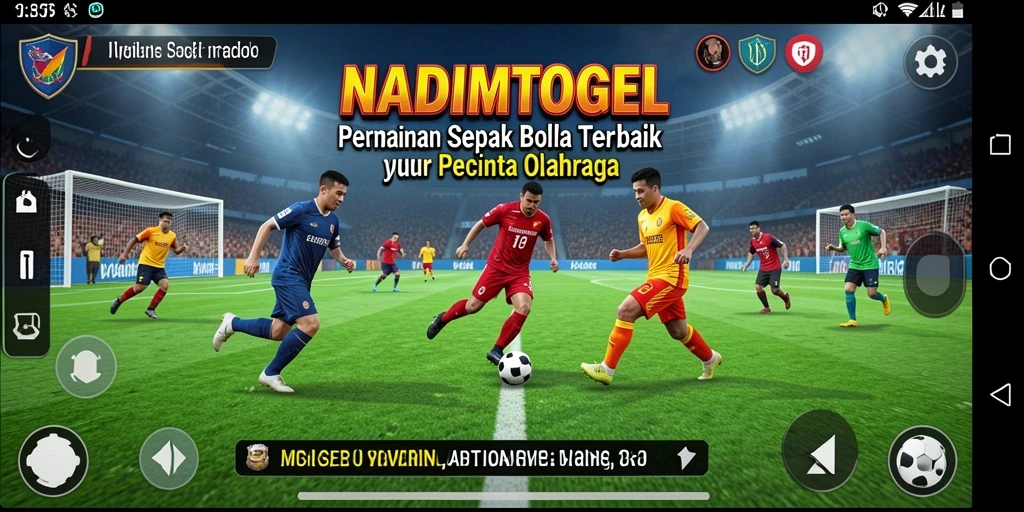 Screenshot NADIMTOGEL menampilkan aksi seru di lapangan sepak bola.