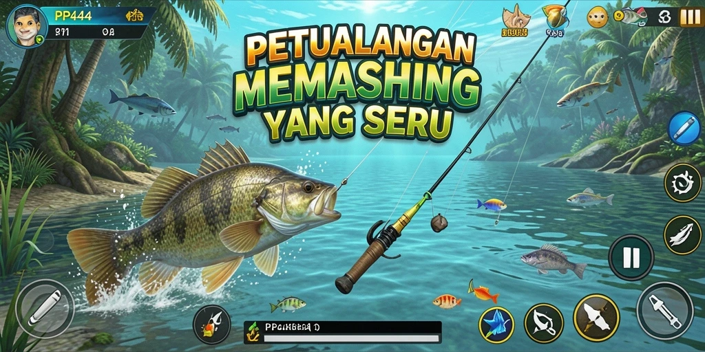 Tampilan gameplay seru PP444 saat menangkap ikan.