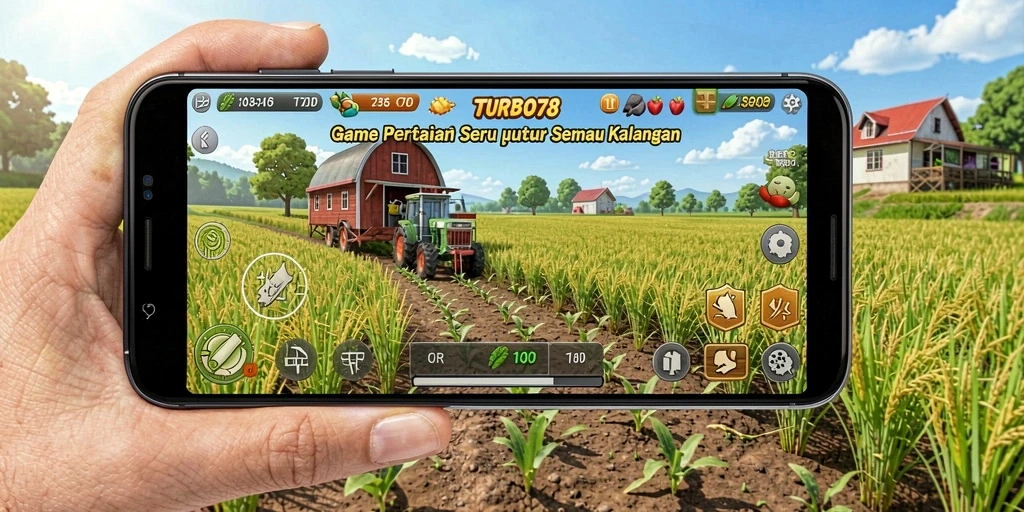 Screenshot TURBO78 menampilkan aktivitas bertani yang menyenangkan dan menantang.